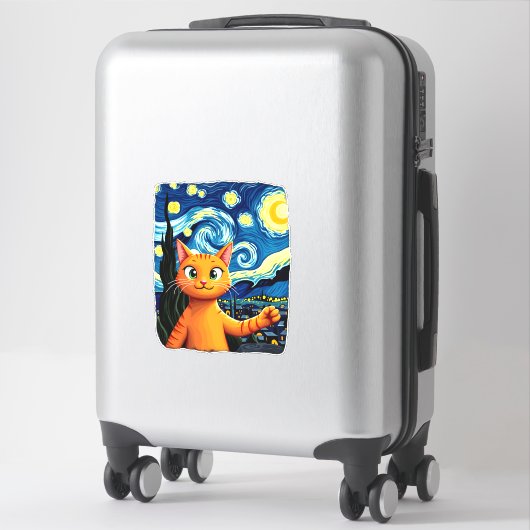 Sticker Orange Cat Selfie Starry Night Cat Mom Cat Lovers (Sur valise)