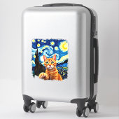 Sticker Orange Cat Selfie Starry Night Cat Mom Cat Lovers (Sur valise)