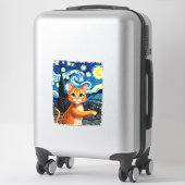 Sticker Orange Cat Selfie Starry Night Cat Mom Cat Lovers (Sur valise)