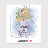 Sticker Orange Fleurs arroser peut chrétienne grandir grâc (Feuille)