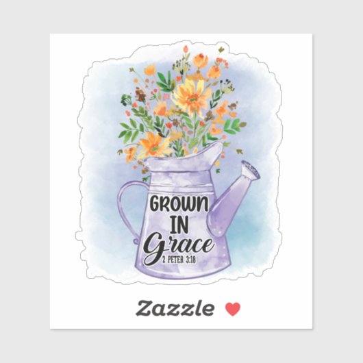 Sticker Orange Fleurs arroser peut chrétienne grandir grâc (Feuille)