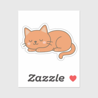 Sticker Orange Ginger Cat – Adorable Sleeping Cartoon