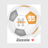 Sticker Orange gris équipe couleurs garçons filles soccer (Feuille)