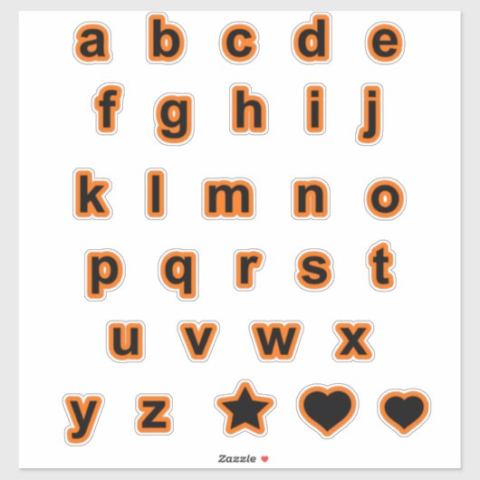 Sticker Orange noir Coque inférieur Lettres alphabet (Feuille)