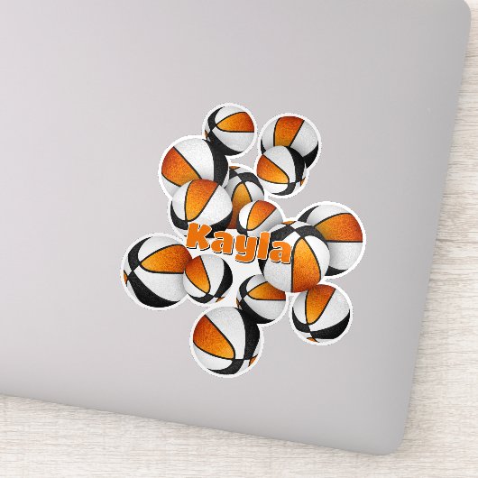 Sticker orange noir couleurs de l'équipe basket-ball nom d (Détail)