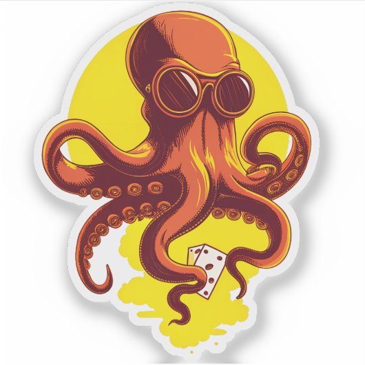 Sticker Orange Smart Octopus (Devant)