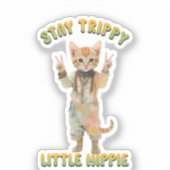 Sticker Orange Tabby Cat Boho Stay Trippy Little Hippie (Recto)