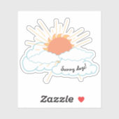 Sticker Orange Yellow Sun Shine Clouds (Feuille)