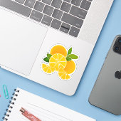 Sticker Oranges, tranches d'orange, fruits tropicaux citri (Ordinateur portable avec iPhone)