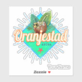 Sticker Oranjestad Aruba Retro Souvenir des Caraïbes Vinta (Feuille)