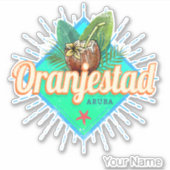 Sticker Oranjestad Aruba Retro Souvenir des Caraïbes Vinta (Devant)