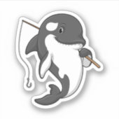 Sticker Orca comme Fisher avec une barre de pêche (Devant)