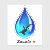 Sticker Orca Whale in Water Drop (Feuille)