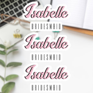 Sticker Orchid Pink 3D Drôle Nom Bridesmaid