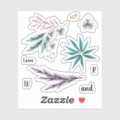 Sticker Orchidées, feuille, florale, feuille, lèvres, (Feuille)