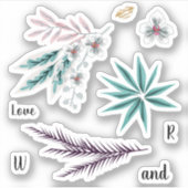 Sticker Orchidées, feuille, florale, feuille, lèvres, (Devant)