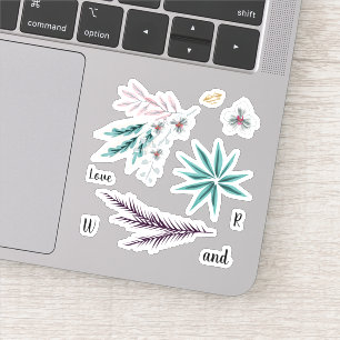 Sticker Orchidées, feuille, florale, feuille, lèvres,