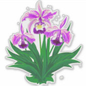 Sticker Orchidées sauvages - Orchidées violettes et feuill (Devant)