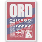 Sticker ORD Airport Chicago (Devant)