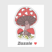 Sticker Ordinateur Champignon à Cœur Rouge (Feuille)