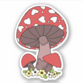 Sticker Ordinateur Champignon à Cœur Rouge (Devant)