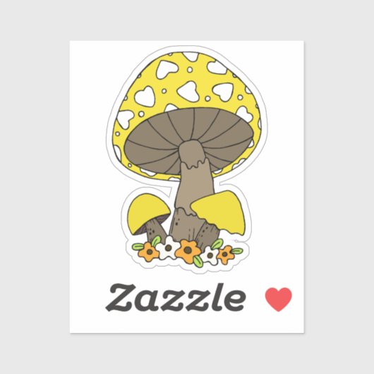 Sticker Ordinateur portable à champignons jaunes (Feuille)
