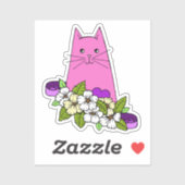Sticker Ordinateur portable Chat rose (Feuille)