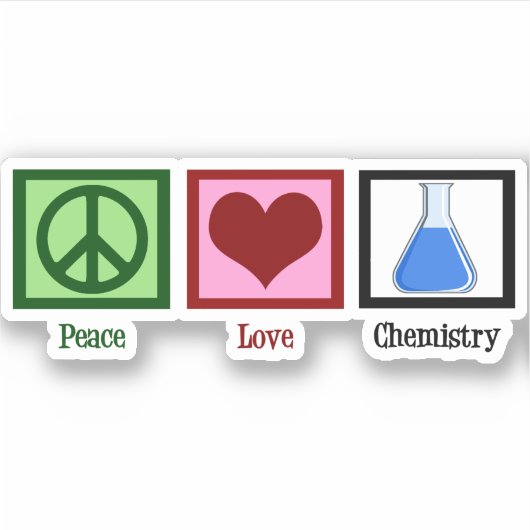 Sticker Ordinateur portable de chimie Peace Love (Devant)