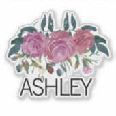 Sticker Ordinateur portable de nom floral personnalisé (Devant)