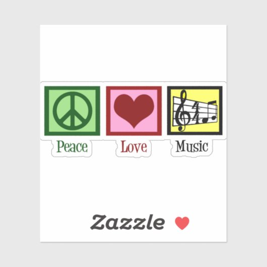 Sticker Ordinateur portable Peace Love Music (Feuille)