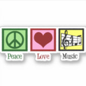 Sticker Ordinateur portable Peace Love Music (Devant)