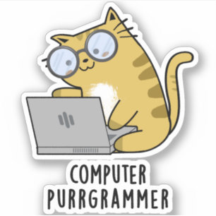 Sticker Ordinateur Purr-grammer Funny Cat Pun