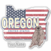 Sticker Oregon State États-Unis Retro Map USA Souvenir (Devant)