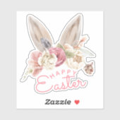 Sticker Oreilles de lapin floral | Bonne Pâques (Feuille)