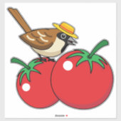 Sticker Organic lover Sparrow Eating Red Tomato (Feuille)