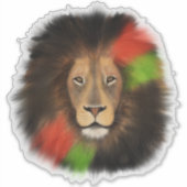 Sticker orgueil noir lion rouge unité verte jungle chat ro (Devant)