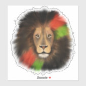 Sticker orgueil noir lion rouge unité verte jungle chat ro (Feuille)