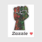 Sticker orgueil noir poing vert rouge pan drapeau africain (Feuille)