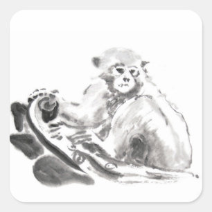 Sticker original de la peinture de linge de singe
