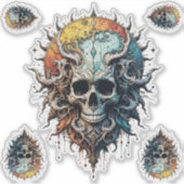 Sticker Ornate Cosmic Skull Gothic Baroque Mandala  (Devant)