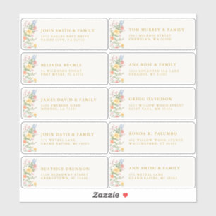 Sticker Orné de pastel doux Or de printemps Nom de l'invit