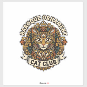Sticker Ornement baroque Chat Cadeau amateur de chat - Orn