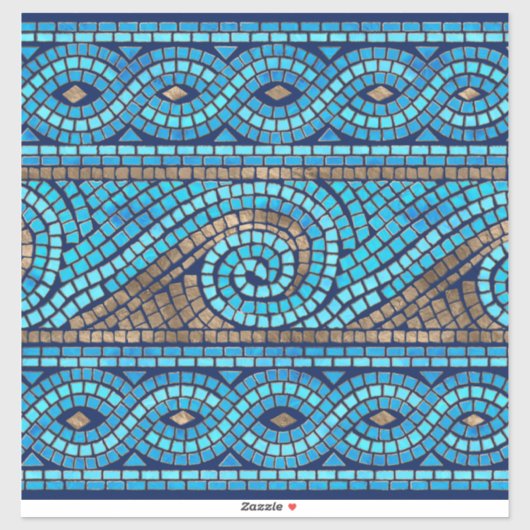 Sticker Ornement en mosaïque grecque (Feuille)