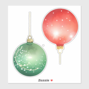 Sticker Ornements de Noël rouges et verts
