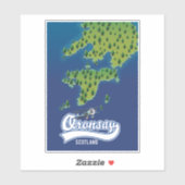 Sticker Oronsay Écosse carte de l'île  (Feuille)