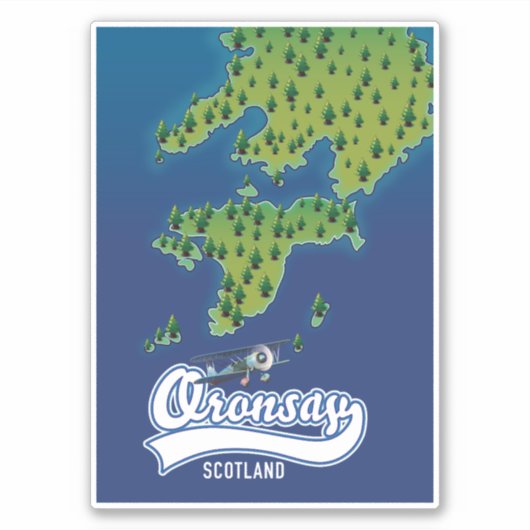 Sticker Oronsay Écosse carte de l'île  (Devant)