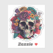 Sticker Os crâne floral et botanique (Feuille)