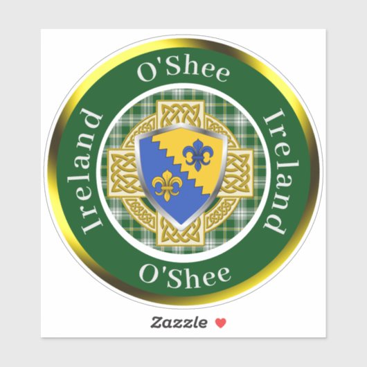 Sticker O'Shee Irish Shield/Celtic Cross Personalized (Feuille)