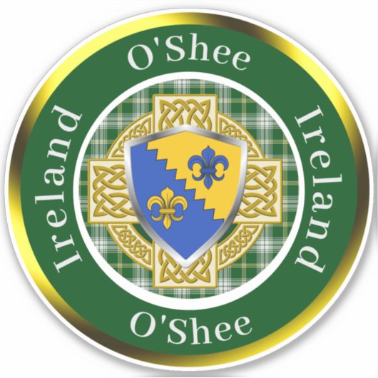 Sticker O'Shee Irish Shield/Celtic Cross Personalized (Devant)