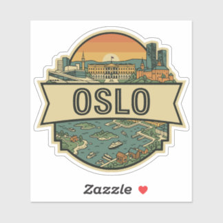 Sticker Oslo City Norway Skyline Retro Travel Badge